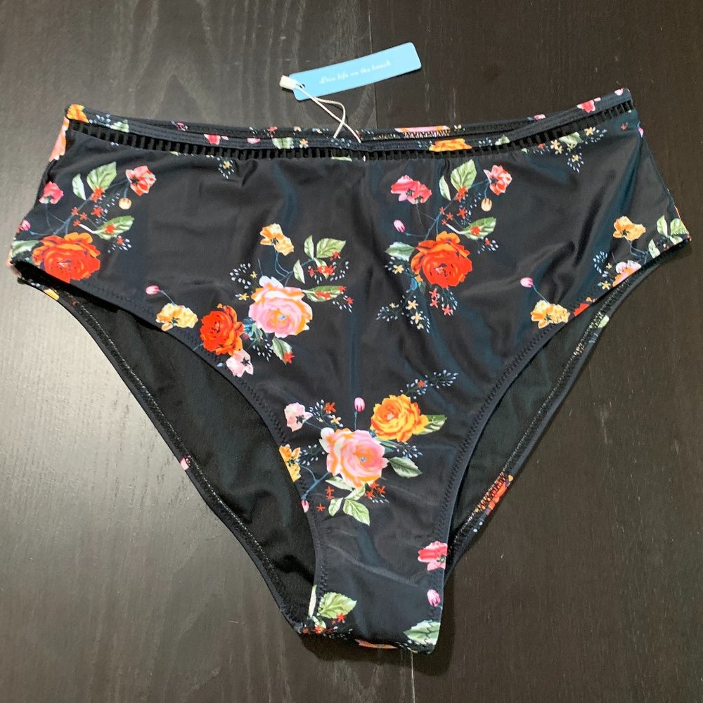NWT Live Life on the Beach High Waisted Floral Bikini Bottoms